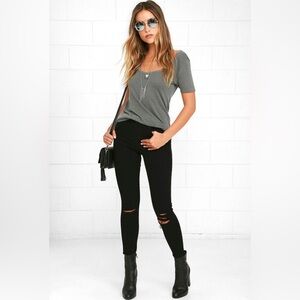 Free People Black Distressed Women's Jeans Size 30